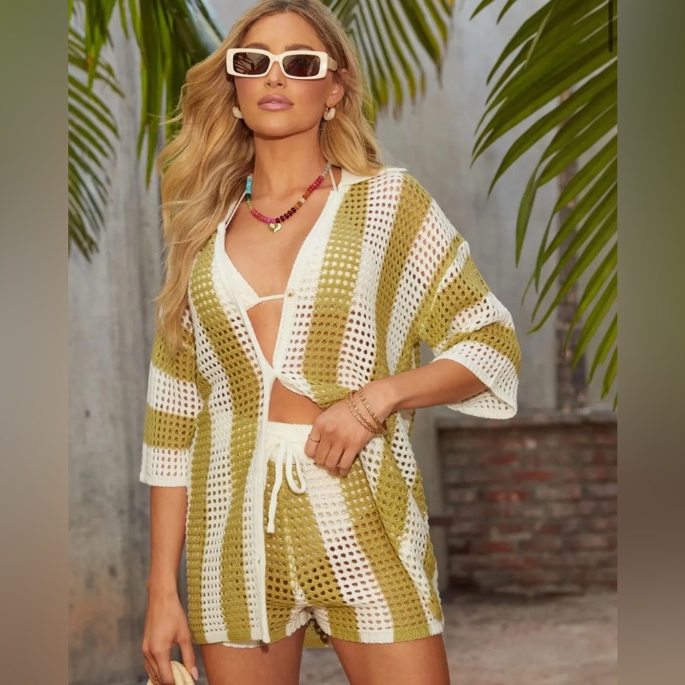 Vici Green & White Cover-up